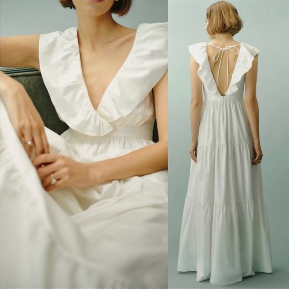 Reformation NWT Fairfield White Ruffle Maxi Dress size 0 - Picture 4 of 13